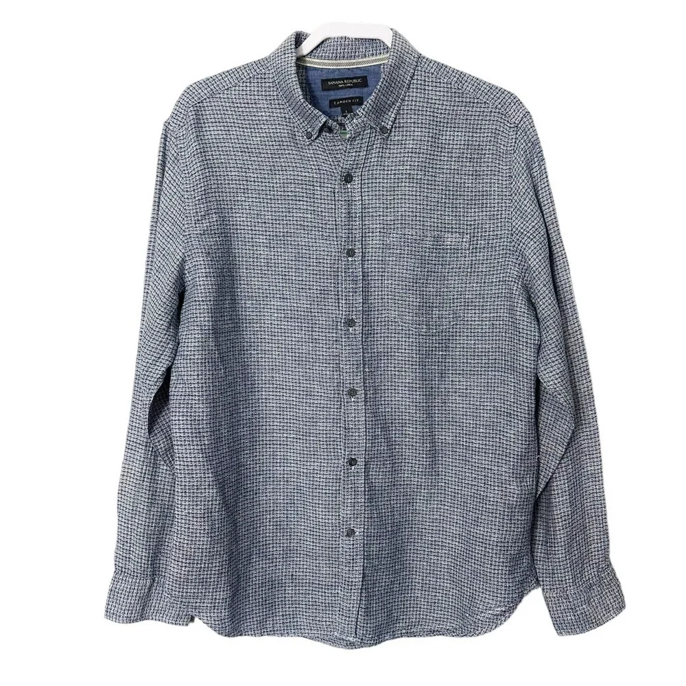Banana Republic Blue Linen Camden Fit Shirt
